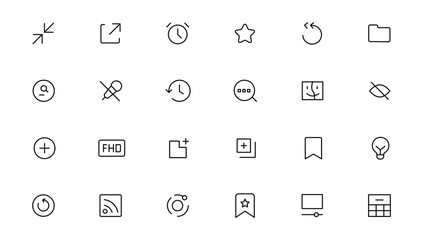 Pixel Perfect. Basic User Interface Essential Set. Line Outline Icons. For App, Web, Print. Editable Stroke. Pixel Stroke Wide with Round Cap and Round Corner