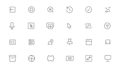 Pixel Perfect. Basic User Interface Essential Set. Line Outline Icons. For App, Web, Print. Editable Stroke. Pixel Stroke Wide with Round Cap and Round Corner