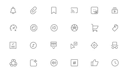 Pixel Perfect. Basic User Interface Essential Set. Line Outline Icons. For App, Web, Print. Editable Stroke. Pixel Stroke Wide with Round Cap and Round Corner