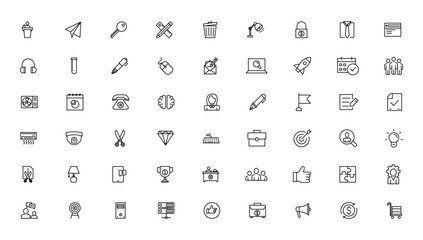Business and management line icons set. Management icon collection. Vector illustrator