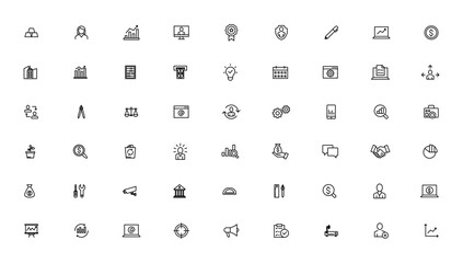 Business and management line icons set. Management icon collection. Vector illustrator