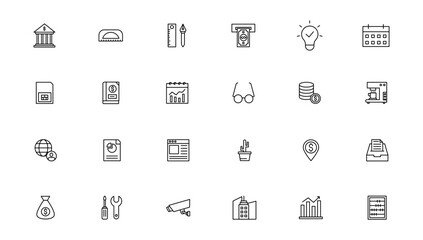 Business and management line icons set. Management icon collection. Vector illustrator