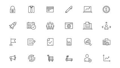 Business and management line icons set. Management icon collection. Vector illustrator