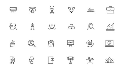 Business and management line icons set. Management icon collection. Vector illustrator