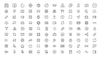 Pixel Perfect. Basic User Interface Essential Set. Line Outline Icons. For App, Web, Print. Editable Stroke. Pixel Stroke Wide with Round Cap and Round Corner