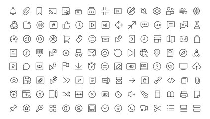 Pixel Perfect. Basic User Interface Essential Set. Line Outline Icons. For App, Web, Print. Editable Stroke. Pixel Stroke Wide with Round Cap and Round Corner