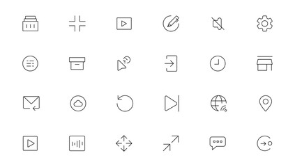 Pixel Perfect. Basic User Interface Essential Set. Line Outline Icons. For App, Web, Print. Editable Stroke. Pixel Stroke Wide with Round Cap and Round Corner