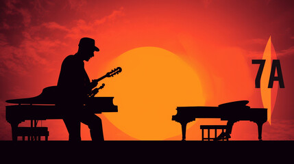 International jazz day background with watercolor illustration generative ai