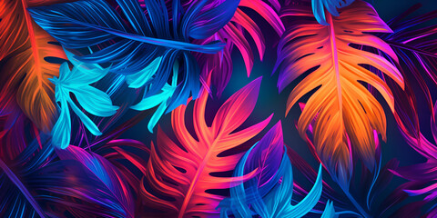 colorful tropical leaves background generative ai
 - obrazy, fototapety, plakaty