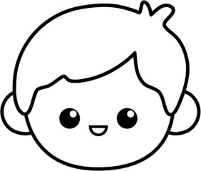 Cute kid face outline