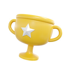 cartoon trophy cup award element isolated on white background. 3d cartoon trophy cup award element isolated. gold trophy cup award element 3d render illustration