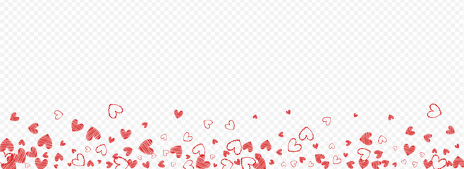 Red Heart Vector Panoramic Transparent Backgound.