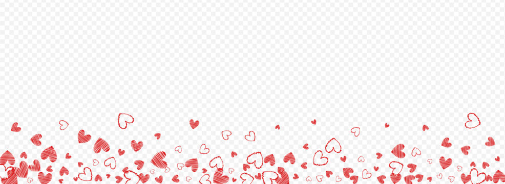 Red Heart Vector Panoramic Transparent Backgound.