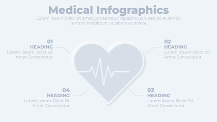 Vector human heart with love shape medical infographic presentation template