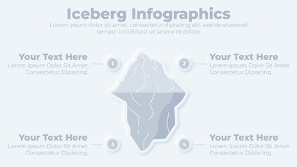 Neumorphic ice berg and mountain infographic presentation template