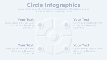  Creative circle four steps infographic neumorphic business presentation slide template