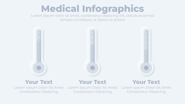 Neumorphic Medical Health Care And Thermometer Infographic Presentation Template