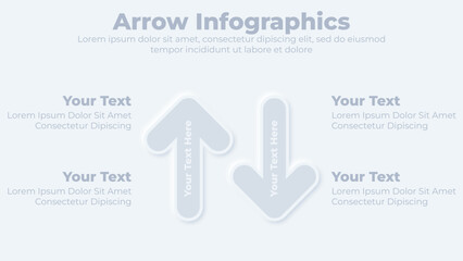 Up and down arrow infographic neumorphic business presentation slide template © powerpointschool