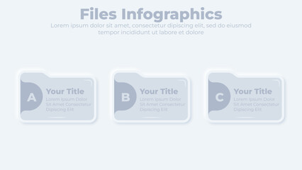 Neumorphic business file and folder infographic presentation template