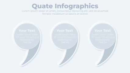 Neumorphic business client testimonial or quotations infographic presentation template