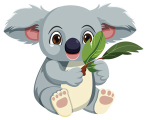 Cute koala cartoon character isolated