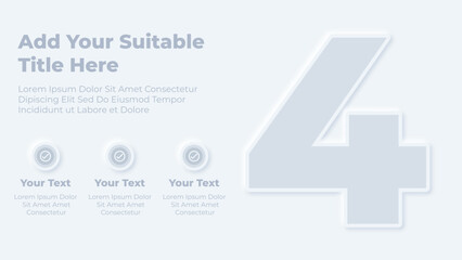 Neumorphic number four and steps infographic presentation template