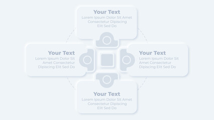 Fototapeta premium Neumorphic four steps business infographic presentation template