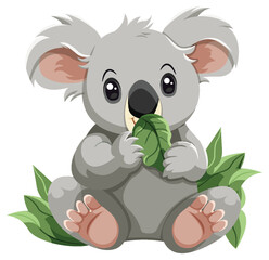 Cute koala cartoon character isolated
