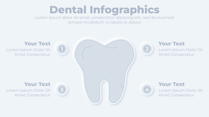 Neumorphic medical and dental health care infographic presentation template