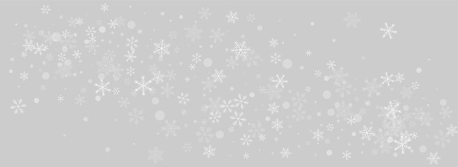 Golg Snowfall Vector Panoramic Grey Background.