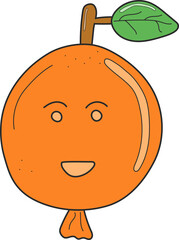 Cute orange balloon isolated on transparent background.