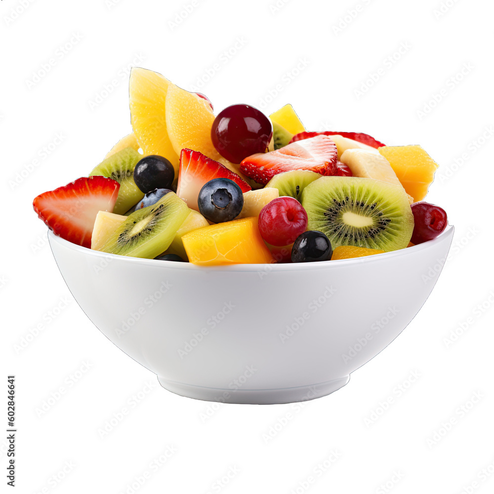 Wall mural Fresh fruit salad isolated on transparent background