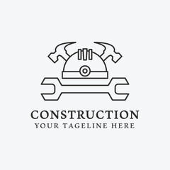 Fototapeta na wymiar construction logo line art design, builder icon design