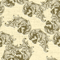Fototapeta premium Tradition floral seamless pattern, damask vintage ornament. Royal victorian flourish wallpaper, luxury textile. Damascus style pattern for wallpapers, textile, packaging, design of luxury products