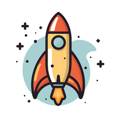 Rocket launch Flat Design Style in transparent background AI generated