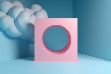 Minimalist geometrical abstract background, pastel colors, 3D render, generative Ai