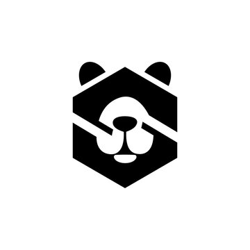 Modern abstract letter S and bear vector illustration. Animal logo template