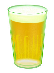  2D illustration of a glass of Hanoi draft beer, a popular alcoholic beverage during the summer or even throughout the year in Northern Vietnam. This is a type of local fresh beer in Vietnam. This ill