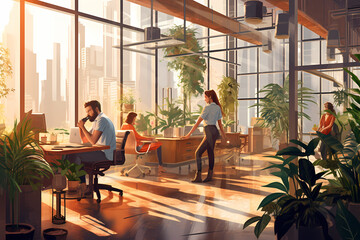 Fototapeta premium business, people, and technology fuels innovation