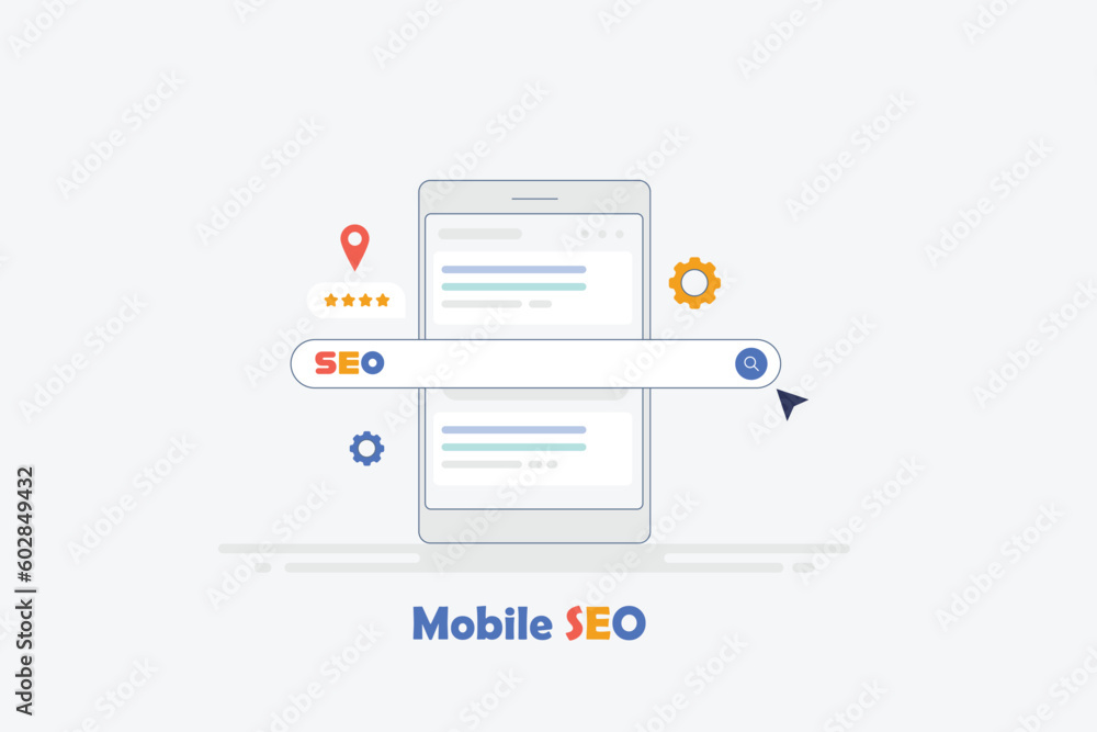 Aufkleber finding online information with search engine browser application on smartphone screen, mobile seo c