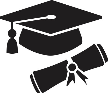 Graduation cap and diploma vector design silhouette