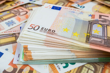 Euro banknotes, various denominations,