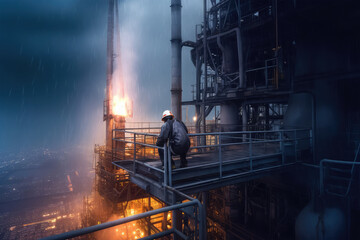 Fototapeta premium engineer worker at heightsarchitecture construction