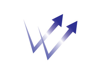 青グラデーションの反射する矢印