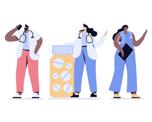 medical person people vector doctors doctor with pills