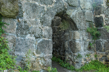 Entrance to ancient fortress. Old (I century A.D.) byzantine Gonio Aphsaros fortress near Batumi. Autonomous Republic of Adjara, Georgia, Eurasia.