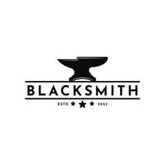 vintage retro anvil blacksmith logo design template