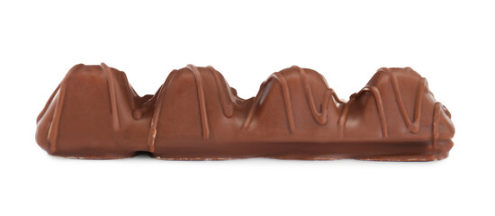 One of tasty chocolate bar isolated on white
