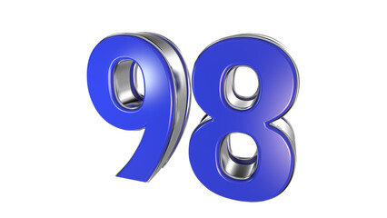  blue 3d number 98
