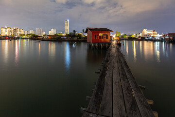 Clan jetty in Penang. Penang heritage culture. Unesco World Heritage Site in Malaysia.
